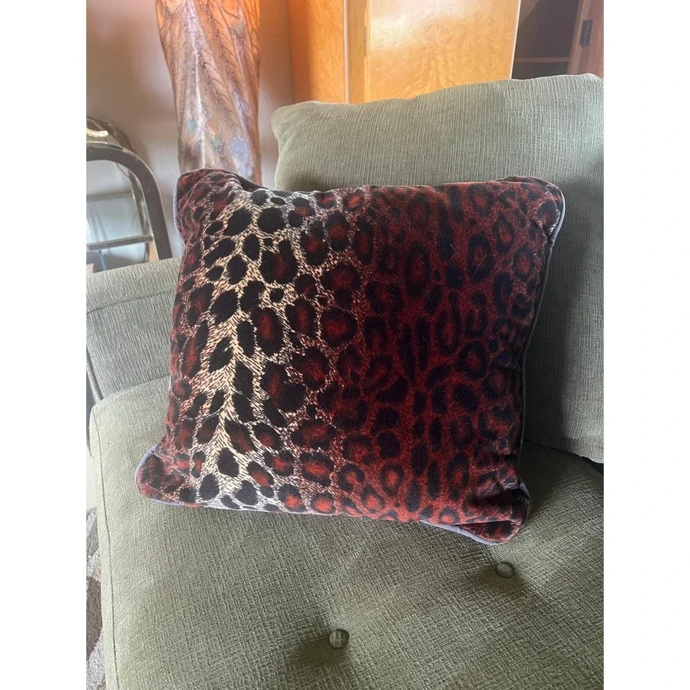 Leopard Print Whimsigoth‎ 90s Velvet Throw Pillow Animal Print Accent Plush